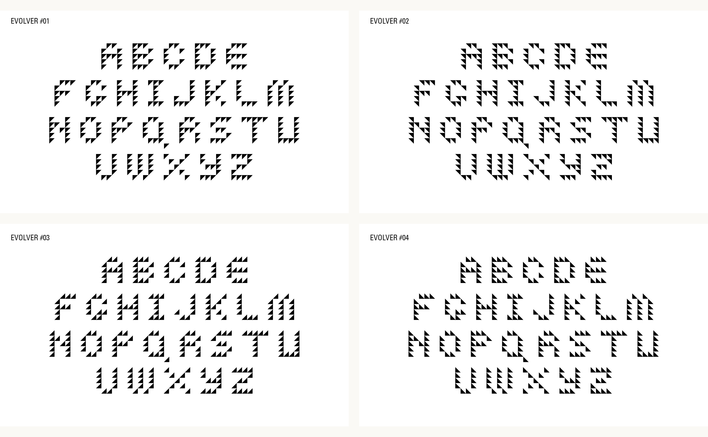 Evolver Type designed by Fitzroy and Finn