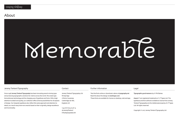 Jeremy Tankard Typography type specimen