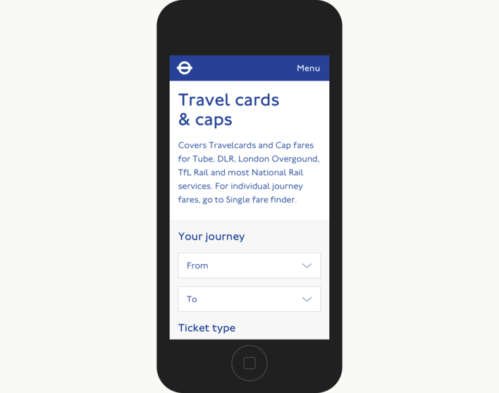 TfL Travel Cards On Mobile