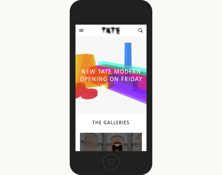 Tate homepage on mobile