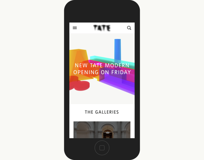 Tate homepage on mobile Tate homepage on mobile