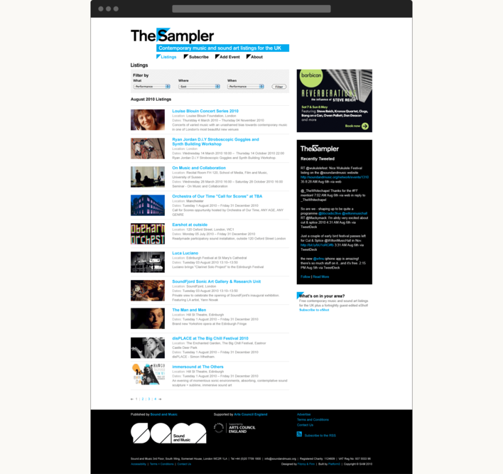 The Sampler website