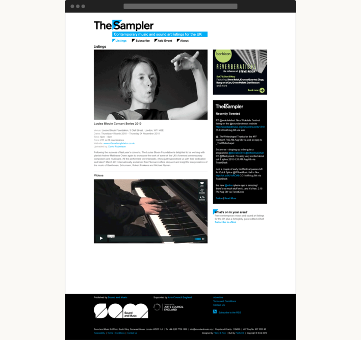 The Sampler website